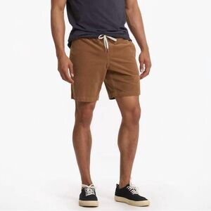 Vuori Optimist Corduroy Shorts Flat Front Drawstring Pull On Casual Camel V385 S